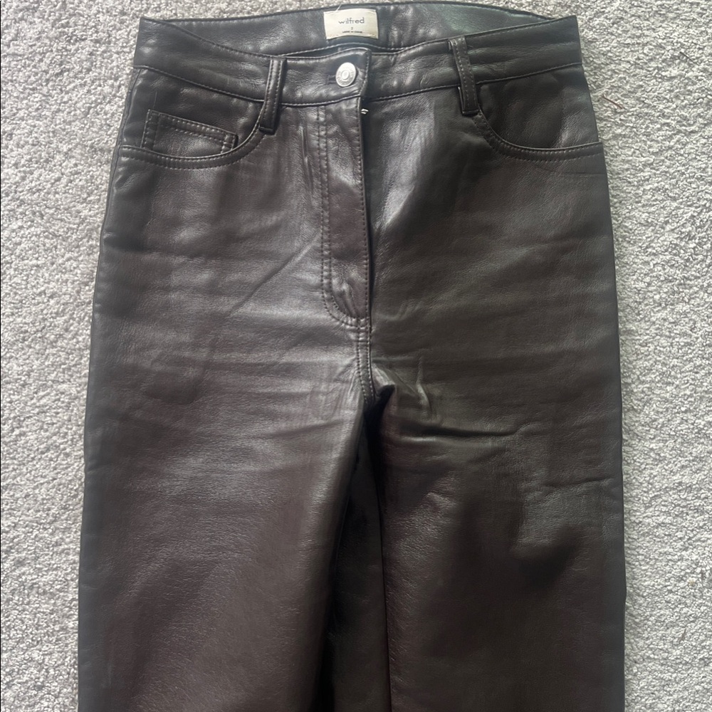 Wilfred Women's Dark Brown Straight Leg  leather pants
